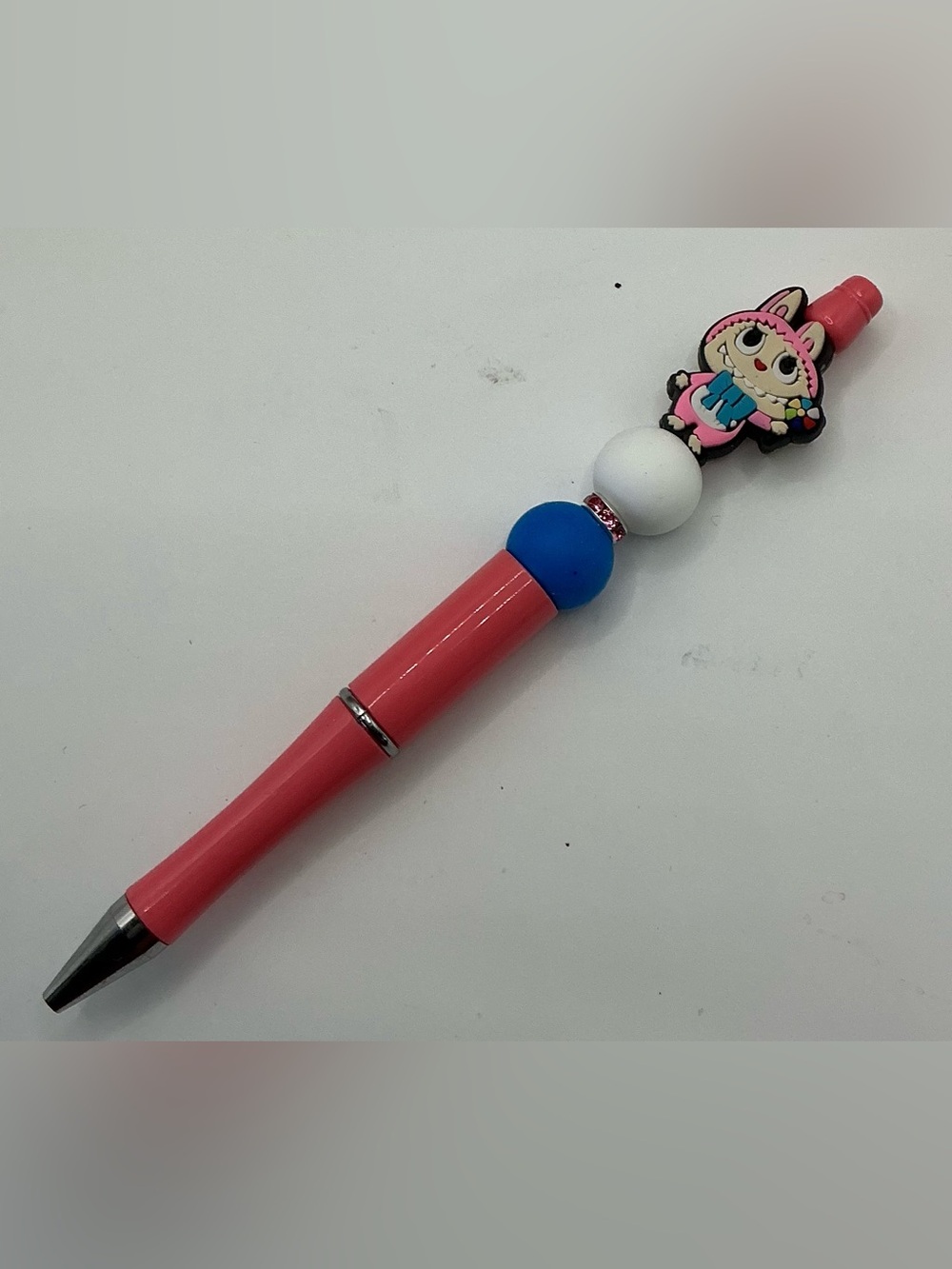 CUTE PINK LABUBU HANDMADE DECORATIVE BEADED PEN